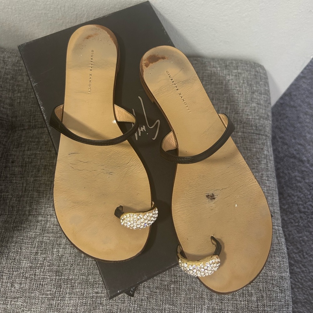 Giuseppe Zanotti Black and Gold Sandals